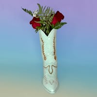 Image 2 of Cowboy Boot Vase with 22Kt Gold