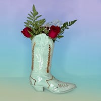 Image 1 of Cowboy Boot Vase with 22Kt Gold