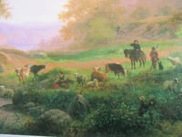 Image 4 of Animals at the Watering Hole by Frederik-Marianus Kruseman (b 1817) Small Vintage Art Print, Framed 