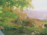 Image 5 of Animals at the Watering Hole by Frederik-Marianus Kruseman (b 1817) Small Vintage Art Print, Framed 
