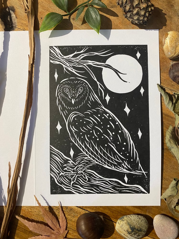 Image of Barn Owl Linocut Cards