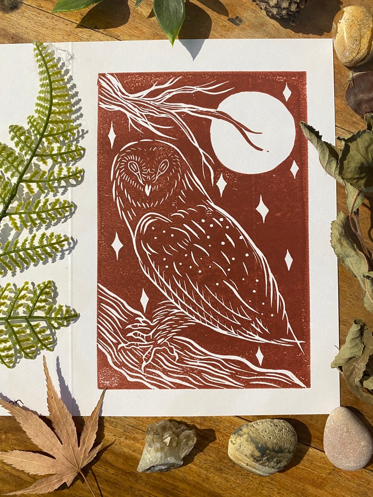 Image of Barn Owl Linocut Cards