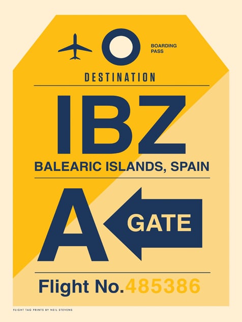 Image of Ibiza Flight Tag Print