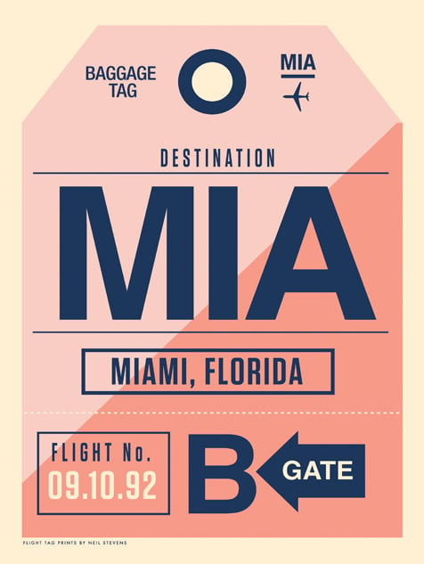 Image of Miami Flight Tag Print