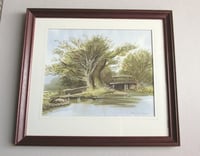 Image 5 of Watercolour Painting Waterside Landscape by David Coupe in Frame Sized 15 4/10 x 13 9/10 ins 
