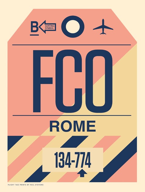 Image of Rome Flight Tag Print