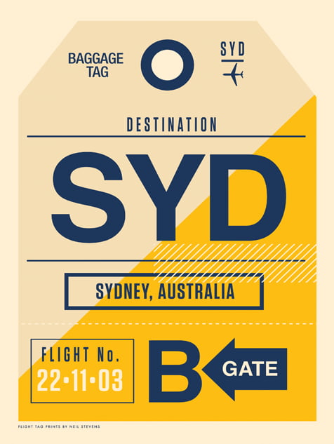 Image of Sydney Flight Tag Print