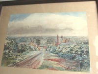 Image 5 of Antique Watercolour Painting, Village in Landscape Signed 'A.S. 1921', Framed Size 14 1/4 x 11 ins 