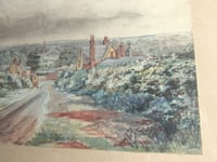 Image 7 of Antique Watercolour Painting, Village in Landscape Signed 'A.S. 1921', Framed Size 14 1/4 x 11 ins 