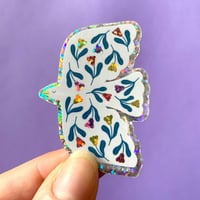 Image 3 of Lot stickers pailletés et holographiques - Lune, Oiseau, Tulipe et Soleil