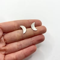 Image 1 of Small Crescent Moon Silver Studs