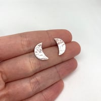 Image 2 of Small Crescent Moon Silver Studs