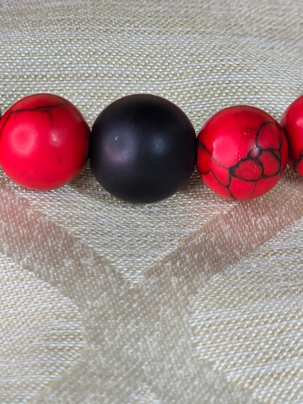 Image of Red Turquoise, Black Onyx Spiritual beaded bracelet 