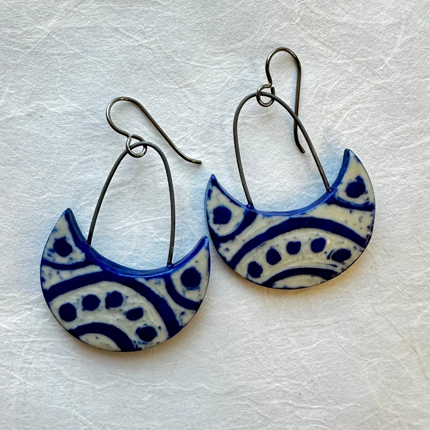 Image of Cobalt Crescent Earrings