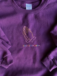 Image 1 of Hand Embroidered Sweatshirt - GOD IS A WOMAN