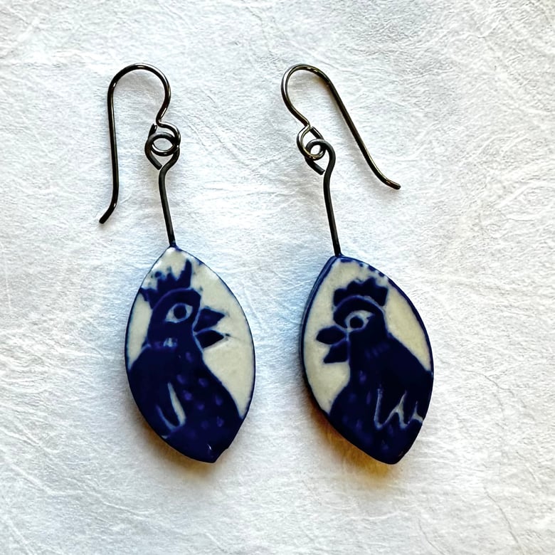 Image of Cobalt Blue Chicken Talk earrings