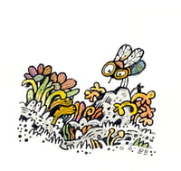 Image 1 of fly in a flower patch drawing