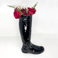 Leather Boot Vase with 22Kt White Gold