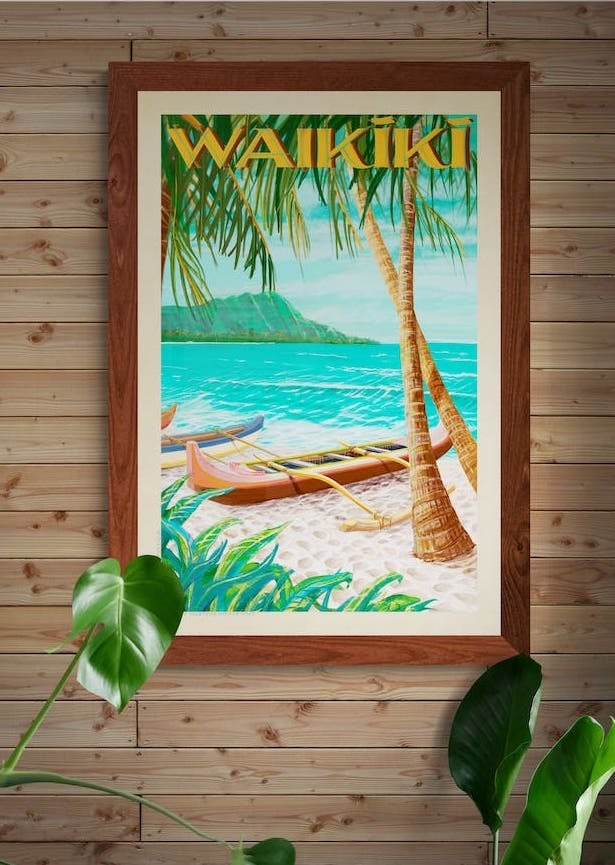Original Hawaii Beach Hand Drawn And Signed Art Print | Martens