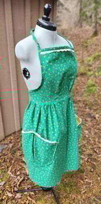 Image 1 of Retro Cordoroy Pinafore Apron in Green