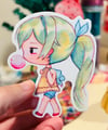 Girl blowing bubble - 3.5" vinyl sticker