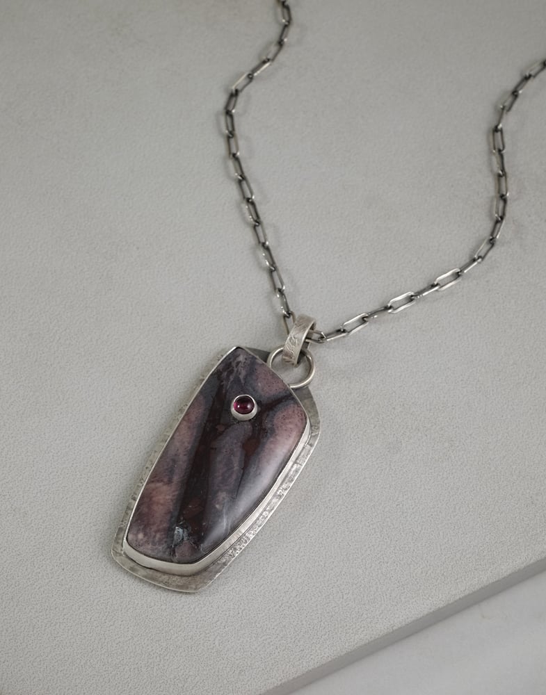 Image of Fantasy Jasper and Garnet Sterling Necklace