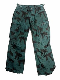 Hot Lead Over Dyed Cargo Pants Blue Green