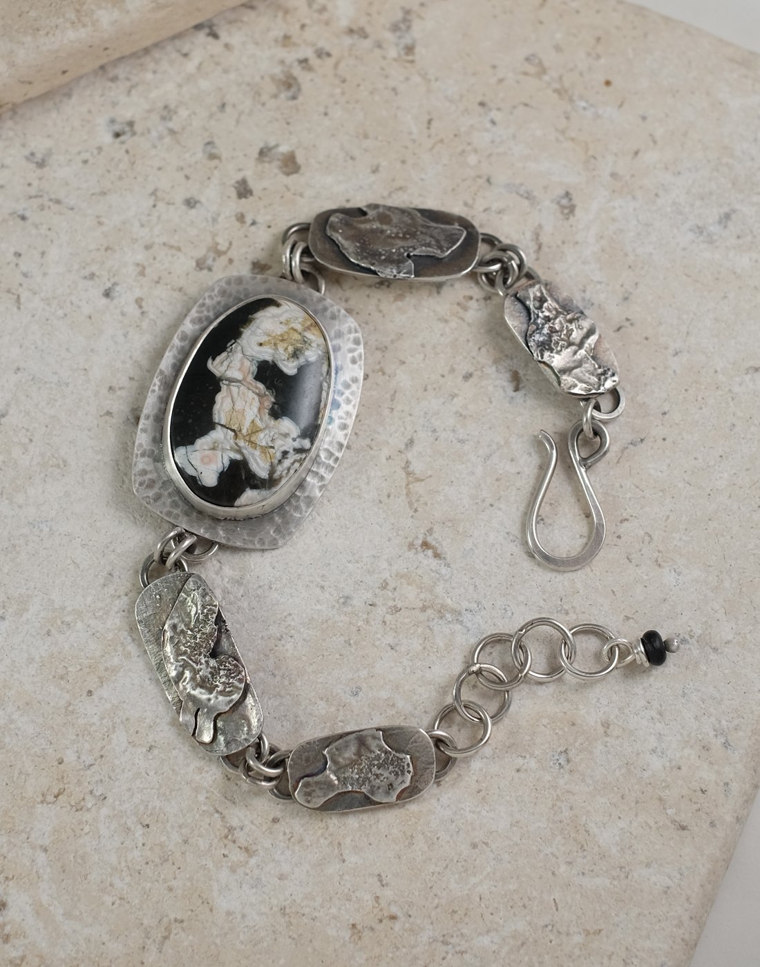 Image of Black and White and Sterling Bracelet