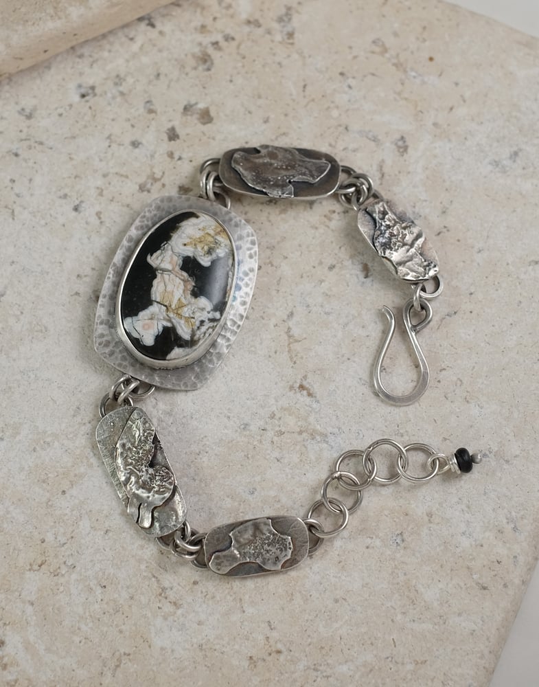 Image of Black and White and Sterling Bracelet