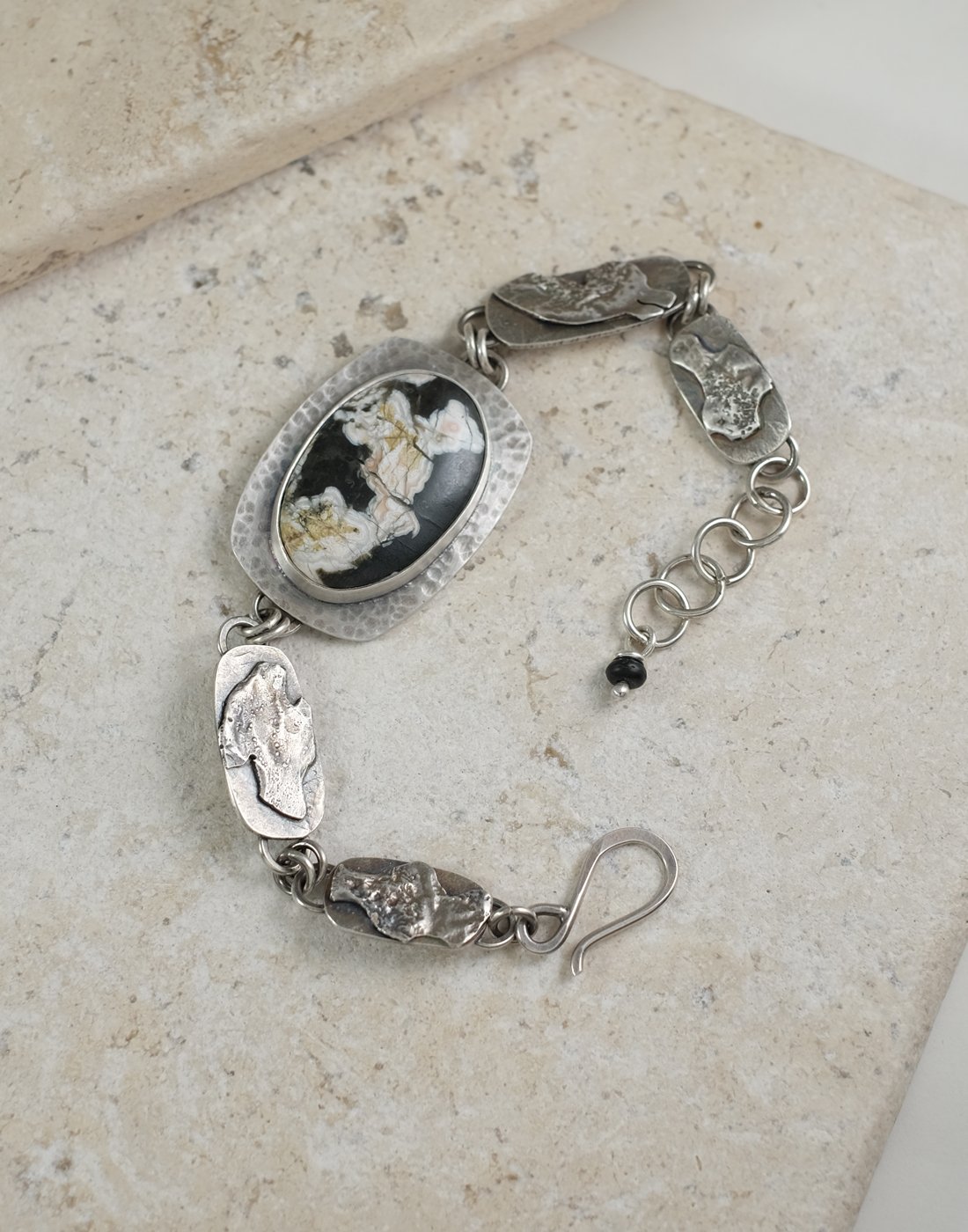 Image of Black and White and Sterling Bracelet