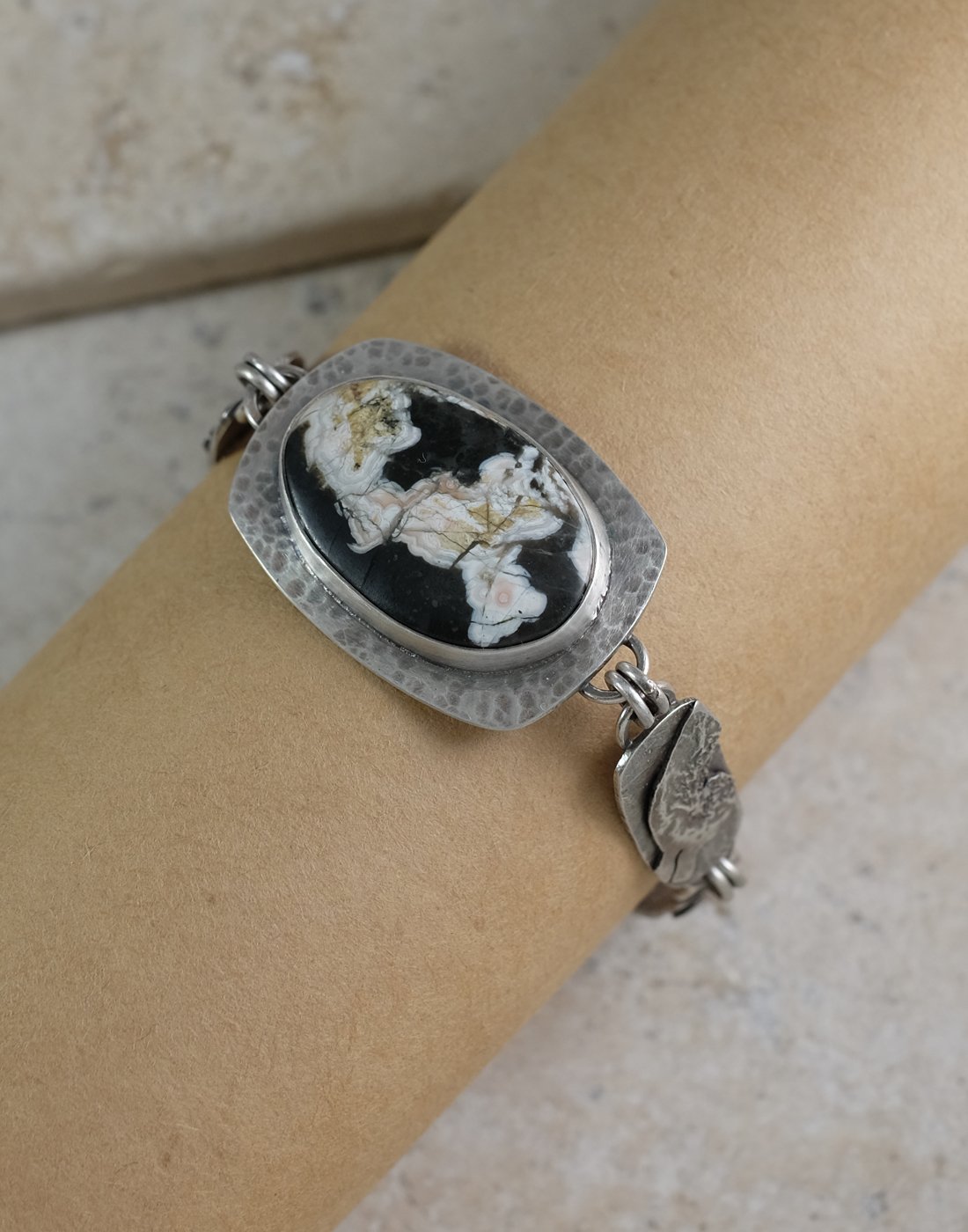 Image of Black and White and Sterling Bracelet