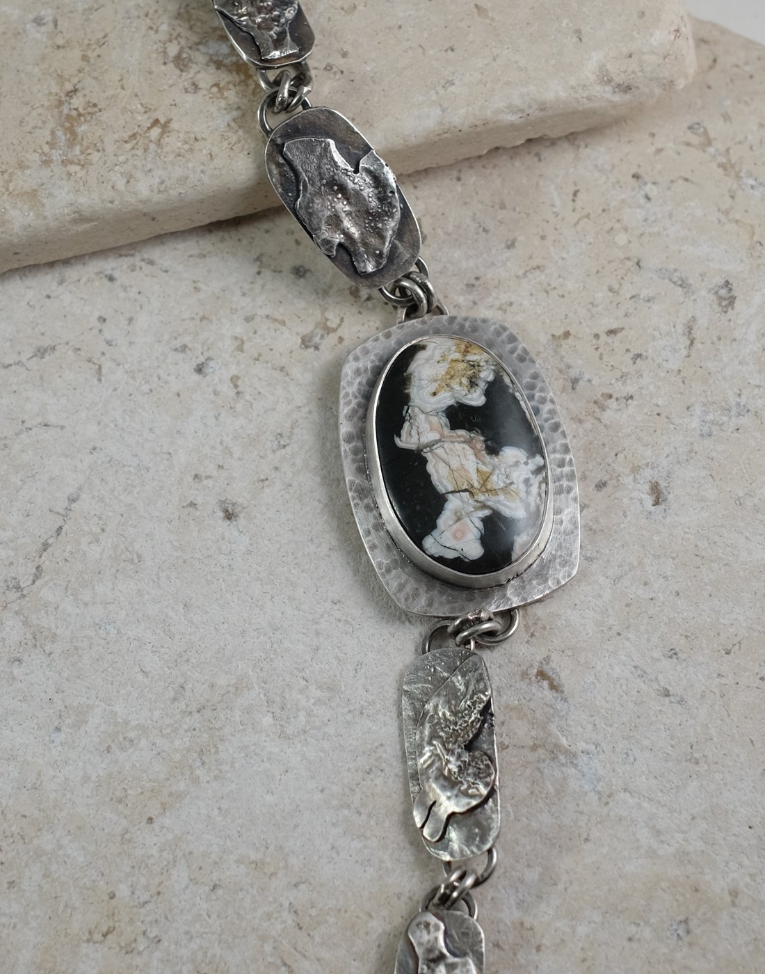 Image of Black and White and Sterling Bracelet