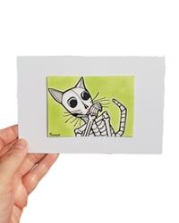 Day of the Dead Skeleton Cat Art Card