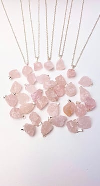 Image 4 of RAW ROSE QUARTZ PENDANT WITH 24"  CHAIN (OPTIONAL) - BRAZIL 