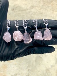 Image 3 of RAW ROSE QUARTZ PENDANT WITH 24"  CHAIN (OPTIONAL) - BRAZIL 