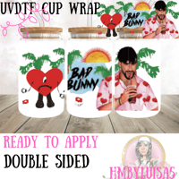 Image 1 of Bad bunny sun Double sided UVDTF cup wrap 