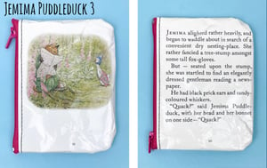 Image of Beatrix Potter Book Page Coin Purses (Peter Rabbit, Jemima Puddleduck, Tom Kitten)