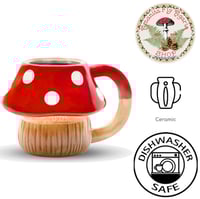 Image 1 of π Amanita Mushroom Coffee Mug - Ceramic - Polka Dot - Cottagecore