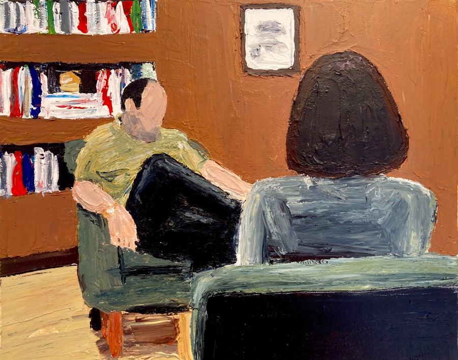 Image of Tony and Dr Melfi original on canvas.