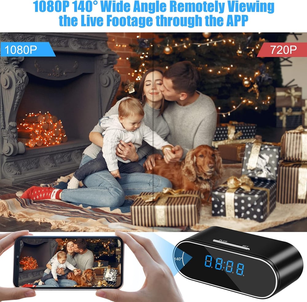 MSL WiFi Camera Clock - 1080P HD Security Cam, Motion Detection, Night Vision, RT App Monitoring