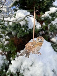 Image 2 of Tawny Owl - Wooden Christmas Decoration (Pre-Order)