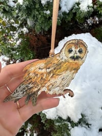 Image 1 of Tawny Owl - Wooden Christmas Decoration (Pre-Order)