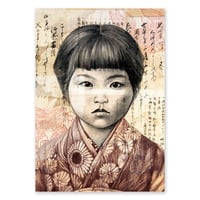 Image 1 of Paper Art Print - "Keiko aux poissons"