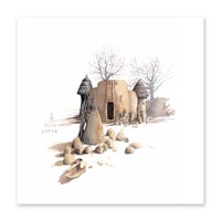Image 1 of Paper Art Print - "Tata Somba sous les baobabs"