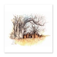 Image 1 of Paper Art Print - "Tata Somba sous le grand baobab"