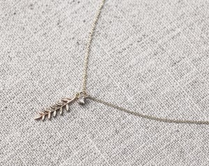 Image of *SALE* 9ct fern leaf and Champagne diamond  necklace