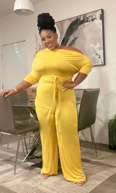 Image of 3PACK PLUS SIZE JUMPSUIT W/BELT..-MUSTARD