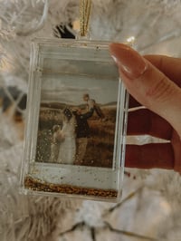 Glitter Polaroid ornament with photo