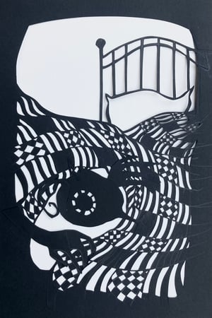 Image of original paper cut-out "Flyboy hiding under the covers"