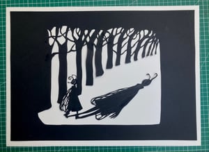 Image of original paper cut-out "Flyboy in the forest"